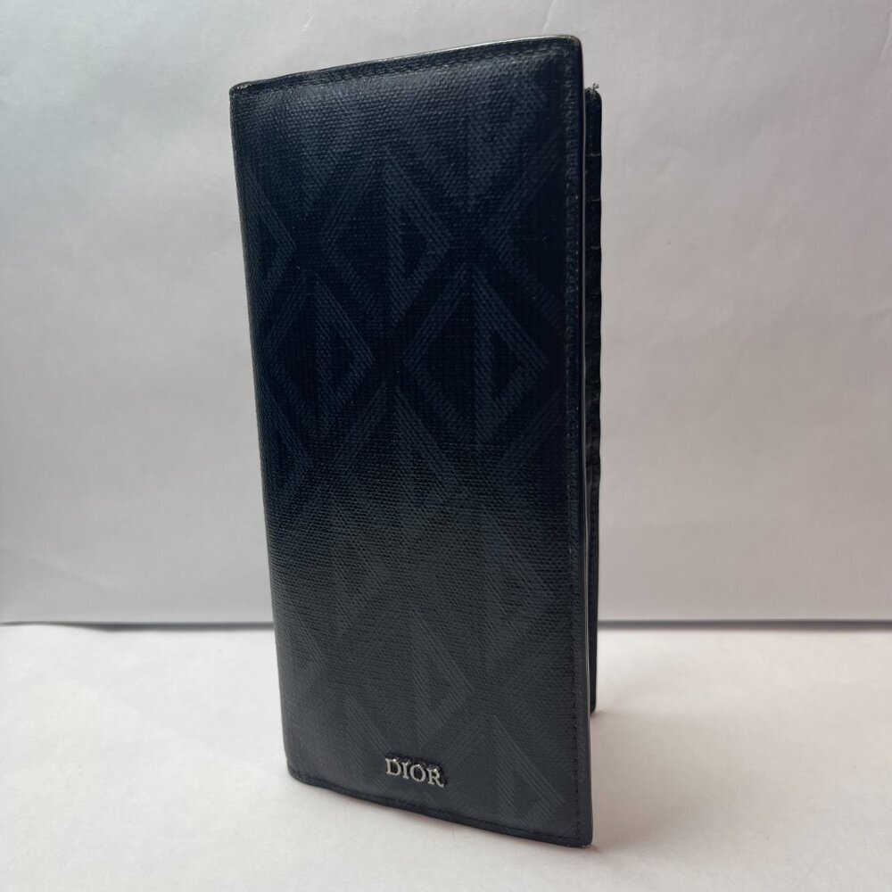 Dior Black Diamond Vertical Long Wallet - Preowned